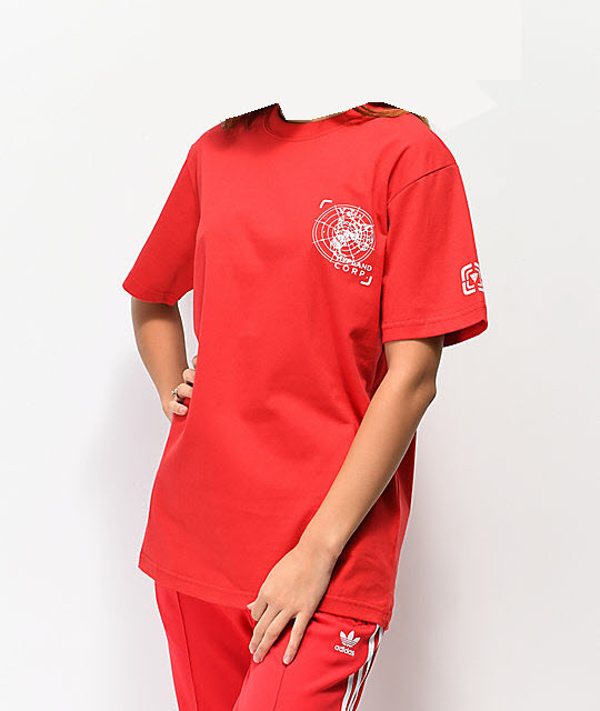 Crew Neck Red Printed T-Shirt